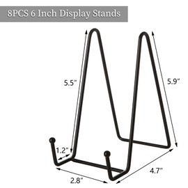 AKOLAFE 8 x Plate Stands for Display Small Plate Stand 6 Inch Black Plate Display Stands Holder Metal Picture Frame Stand Easel Stand Book Stands for Photo, Plate, Books and Tabletop Art