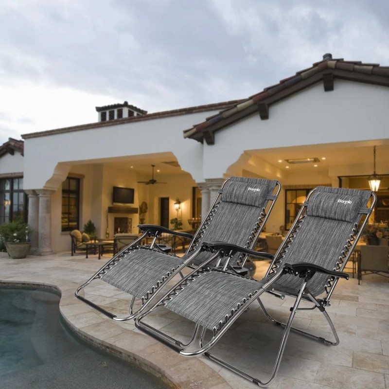 Large Zero Gravity Chair Lounge Patio Chairs Lawn Chairs /w