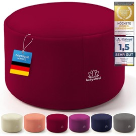 Body & MInd® Yoga Cushion Meditation Cushion Floor Seat Cushion Pad for Meditation & Yoga; Washable Cover and Breathable Premium Filling; 18 cm Seat Height (Red)