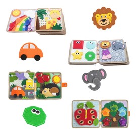 Poudya Quiet Book from 1 Year, Montessori Silent Book with Fine Motor Skills & Colours Learning, Silent Book for Travel & Home, Gift Toy from 1 2 3 4 5 Years Girls Boys (REH Version)