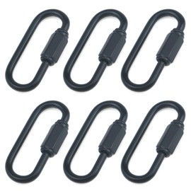 Quluxe Heavy Duty D Shape Chain Locking M3.5 MM Chain Quick Link Connector for Hiking Camping- Black (Pack of 6)