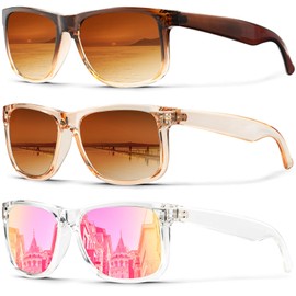 Mens Sunglasses Polarized, Retro Sunglasses for Men Women with UV Protection for Outdoors Fishing Running Driving(brown/brown/pink)