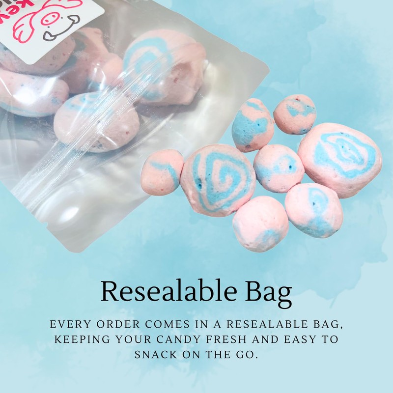 PinkeySmile Cotton Candy Flavored Freeze-Dried Taffy 2 oz– Crunchy &