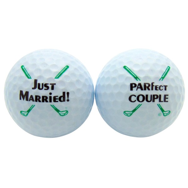 Just Married Newleywed Golf Balls Gift Boxed Two Ball Set