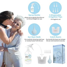 TopQuaFocus TopQuaFocus Earwax Removal Kit Ear Cleaner Ear Wax Remover Ear Cleaning Kit for Adults Kids Ear Irrigation Flushing System 500ml(Clear)
