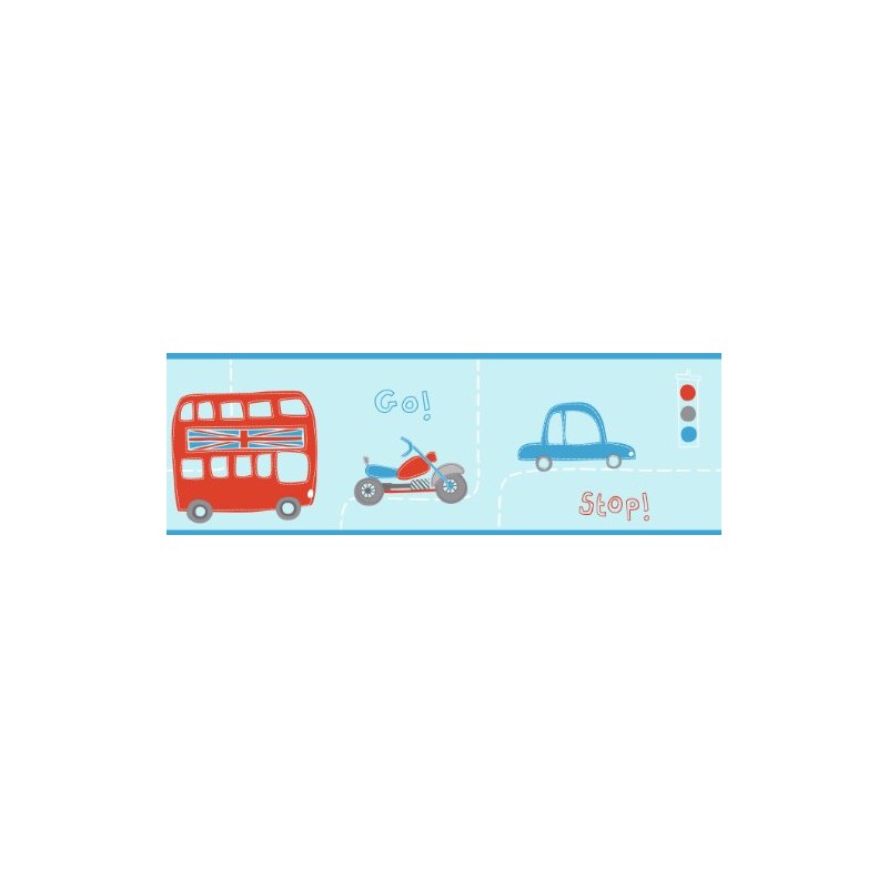 Fine Decor Rush Hour Hoopla Wallpaper Border, Blue