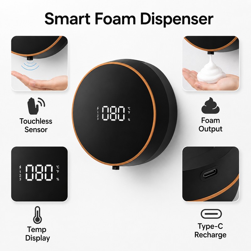 Touchless Soap Dispenser for Bathroom and Kitchen - Automatic Foam