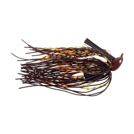 Buckeye Lures Mop Jig with Heavy Living Rubber Skirting, Double Rattles & Mustad Flippin' Hook | Durable Chip-Resistant Bass Fishing Bait | Brown/Orange, 1/2 oz