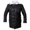 Tom Dark Knight Rises Bane Fur Shearling Black Trench Leather