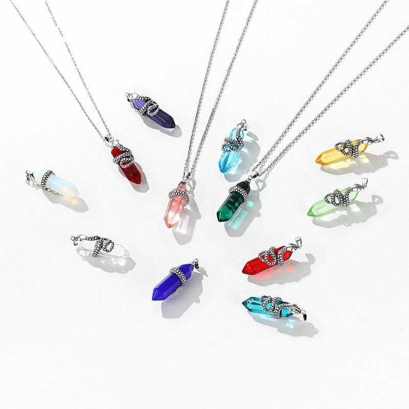 ChicSilver 925 Silver Gemstone Necklace for Women Girls Hexagon Prism