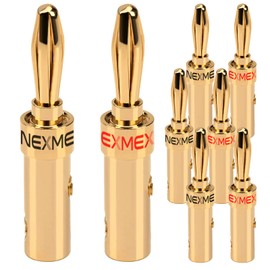 NEXMEX Banana Plugs for Speaker Cable Set of 8 Connectors 24K Gold-Plated for HiFi Receiver