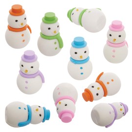 Baker Ross FX752 Snowman Erasers - Pack of 10 Christmas Party Bag Fillers and Stockings