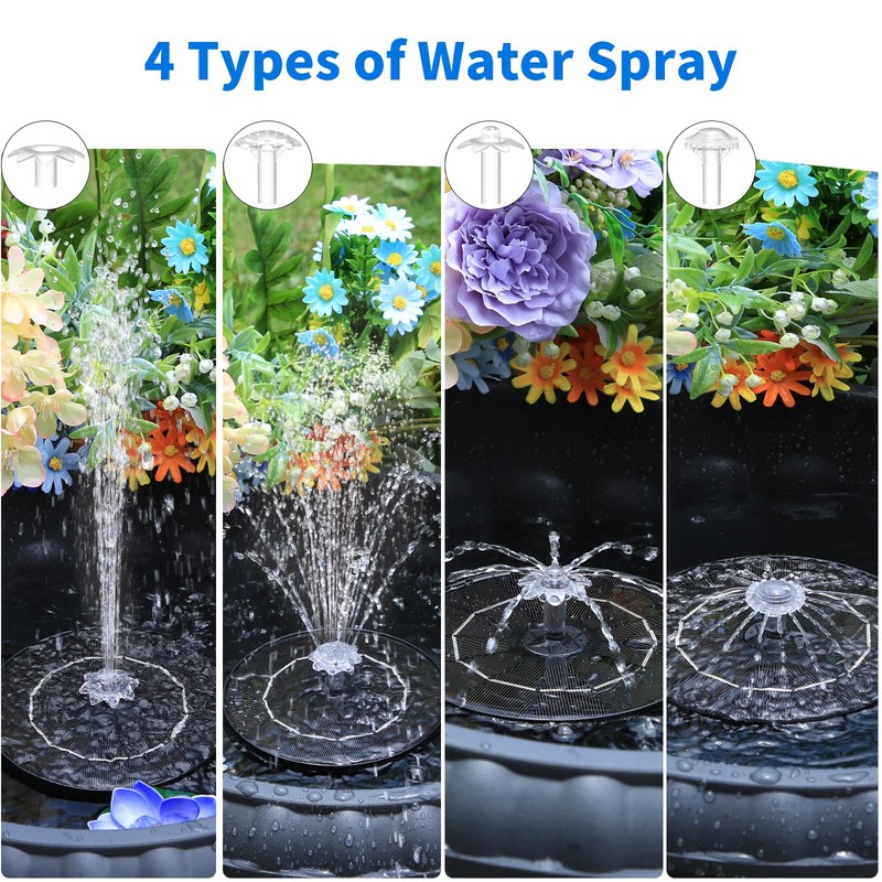 AISITIN 3.5W Solar Water Fountain with Storage, 6.3" Solar Powered