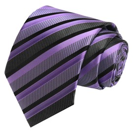 GHTIYLP Ties for Men Self-tied Striped Tie, Classic Formal Men's Neckties, Plaid Tie for Office Wedding Party Casual (Purple Black)