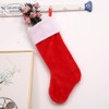 Red and White Velvety Plush Christmas Stocking - 8.5 in