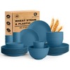 BUSOKIP Wheat Straw Dishes Set 40 PCS, Unbreakable Dinnerware Set
