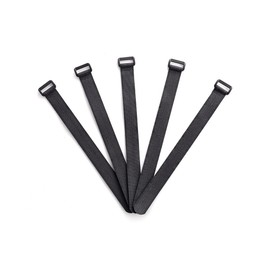 Hook and Loop Cable Ties with Eyelets 30cm Long 2cm Wide for Securely Storing Cables and Wires - Pack of 5 - Black