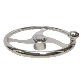 MARINE BOAT 3 SPOKE STAINLESS STEEL SPORTS STEERING WHEEL TURNING KNOB 13 1/2"