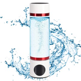 3 Mins Negative Ion Hydrogens-Rich Water Cup Generator Alkaline 350ML Portable USB Charge Electrolytic Generator Lonization Bottle Glass Anti-Aging Health Care Cup(Red, 6000PPB)