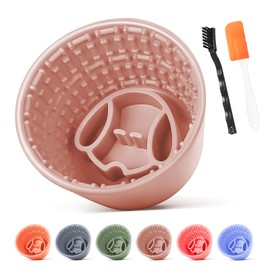 Focxoio Slow Feeder Dog Bowl,Non-Slip Lick and Freeze Bowl for Dogs,Long Lasting Silicone Licking Mat for All Dog Sizes,Anti-Chocking and Reduce Anxiety(Cemeo Brown)
