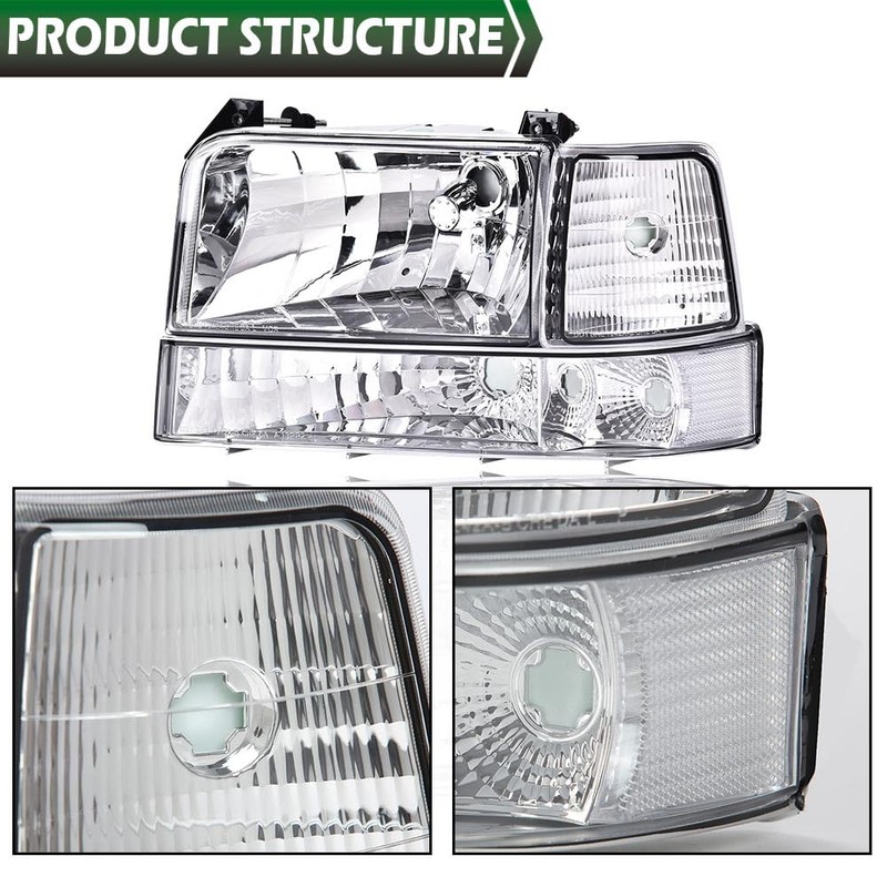 GRAND ORANGE Headlights Assembly Fit 1992-1996 Ford F150 Bronco