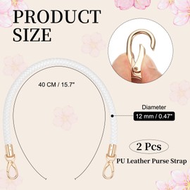 PATIKIL Braided Purse Straps 40cm / 15.7", 2 Pack PU Leather Handbag Handles Replacement with Gold Buckle for DIY Purse Handbag Tote Making Accessories, White