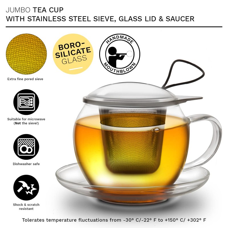 Creano XXL Tea Cup with Handle Jumbo with Integrated Stainless