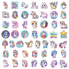 SEGXE 50 Pcs Unicorn Stickers Kids Doodle Sticker Pack, Vinyl Stickers, for Laptop,Wardrobe, Water Bottles, Skateboards, Mobile Phones, Refrigerators, Luggage(Unicorn)