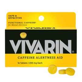 Vivarin, Caffeine Pills, 200mg Caffeine per Dose, Safely and Effectively Helps You Stay Awake, No Sugar, Calories or Hidden Ingredients, Energy Supplement, 16 Tablets