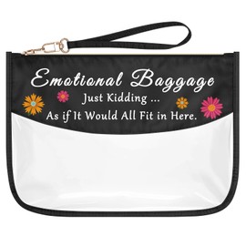 Emotional Baggage Funny Cosmetic Bag Humorous Gifts for Women Employee Boss Coworker Friend Novelty Sarcastic Gift Sarcasm Makeup Bag PVC Clear Toiletry Pouch Funny Birthday Graduation Gifts for Her