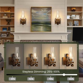 EIDEARAY Battery Operated Wall Sconces, Rustic Wall Lights Sets of 2, Non-Hardwired Antique Kerosene Wall Lamps, Vintage Bedside Gold Wall Sconces with Remote for Living Room, Bedroom, Hallway etc