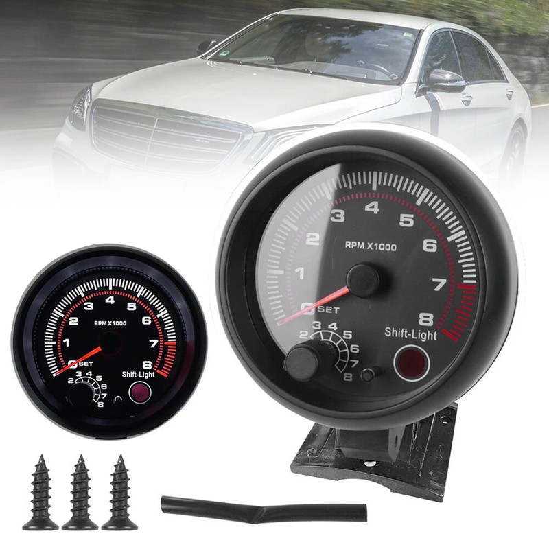 7 Led Colors Background Light 3.75'' Car Universal Black Tachometer