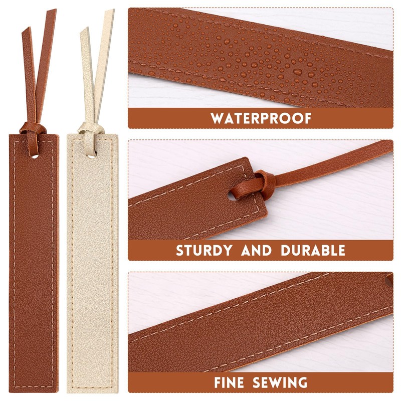 kdafio 12 Pcs Leather Bookmark, Classic Stitched Bookmark with Leather