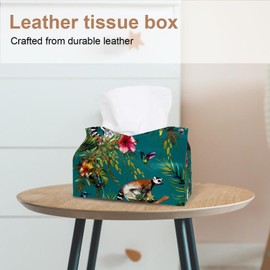 2 Pack Tissue Box Cover Holder, Koi Fish and Cherry Rectangle Leather Tissue Case, Decorative Organizer for Tabletop, Bathroom, Car, Office