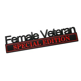 Female Veteran Edition Special Emblem Car Decal, Warrior Soldier 3D Sticker, Female Veteran Special Edition Letters Car Badges, Accessories (Black/Red)