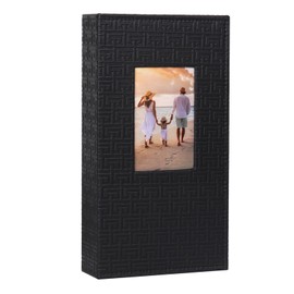 RECUTMS Photo Album 4x6 300 Photos Large Capacity Memory Photo Album with 300 Horizontal Pockets Exquisite Leather Photo Album Book with Window Design for Baby Family Anniversary Wedding(Black)