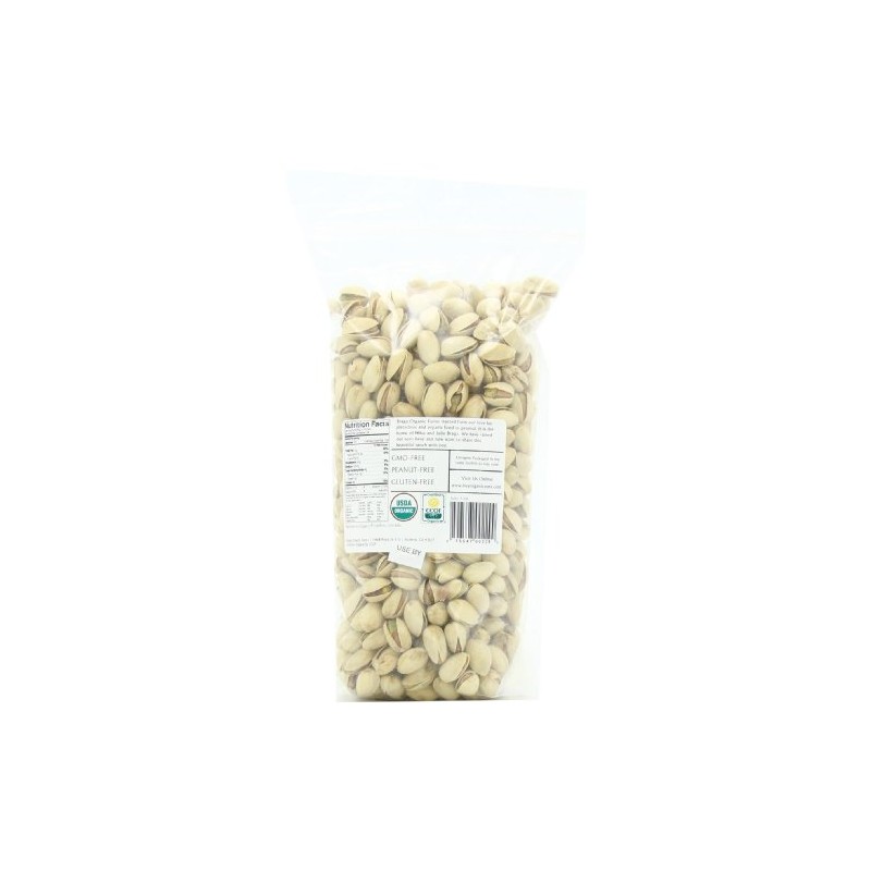 Braga Organic Farms 2 Pound Bag of Roasted/Salted Pistachios Inshell