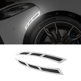 QianBao Strong Car Fender Eyebrow Hood Protection Car Side Sport Stripe Stickers Self Adhesive Universal Safety Decal Warning Protection Scratch Resistant Stickers 2PCS Black-White