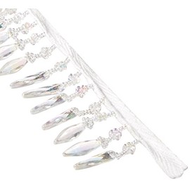 Expo International Velma Beaded Raindrop Fringe Trim, 10 yd., Crystal Aurora Borealis