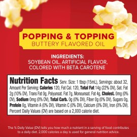Orville Redenbacher's Popping & Topping Buttery Flavored Oil 16 Fluid Ounce