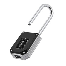ZHEGE Lock with Combination Code, Long Shackle 57 mm, Heavy Duty Padlock Numbers with Large White Code and Reset Protective Cover, Lock Locker (Black/Silver)