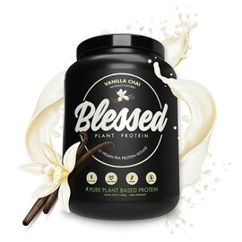EHPlabs Blessed Plant Based Protein Powder - 30 Serves - 23g Protein per serve - dairy free, Vegan, Soy Free - Edible Dietary Fitness supplement:_Strawberry Mylk