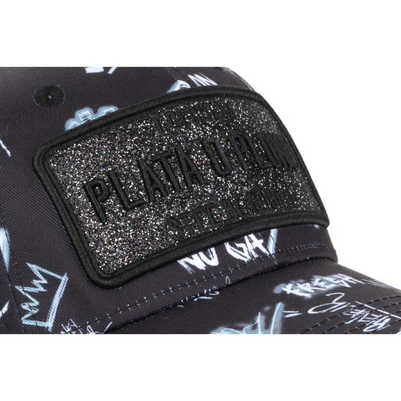 Plata O Lead Black and Grey Rhinestone Streetwear Colombia Baseball