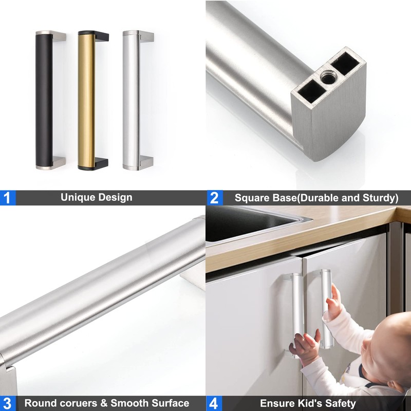FULGENTE 10 Pack 6-1/5" (160mm) Kitchen Cabinet Handles and Pulls