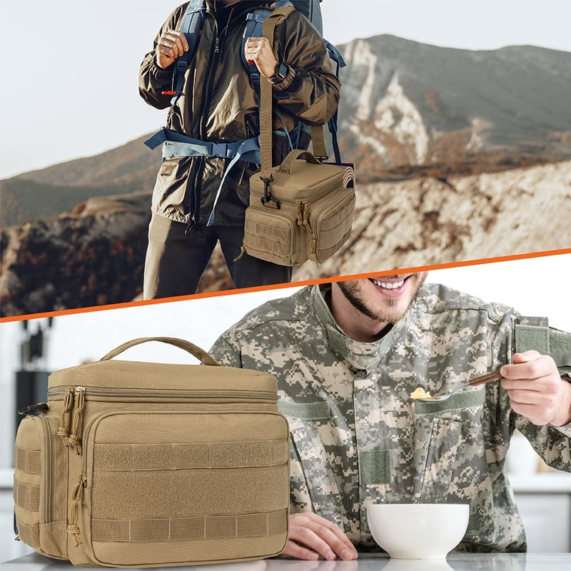 opux Tactical Lunch Box for Men, Tan Mens Insulated Lunch