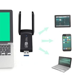 ciciglow Adaptador WiFi USB, 1200 Mbps 2,4 GHz 5,8 GHz Tarjeta de Red Gigabit de Doble Banda para Portátil, Adaptador de Red Inalámbrica Vista/XP/2000/7/8/10, para para
