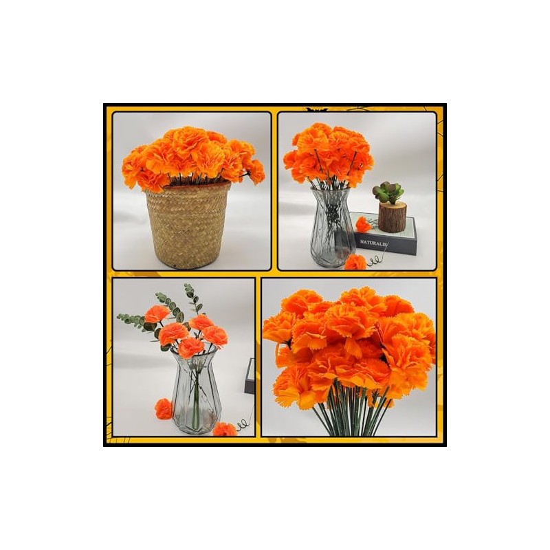 Kinearcharms 60 Cabezas de Flores Artificiales de caléndula de Seda,