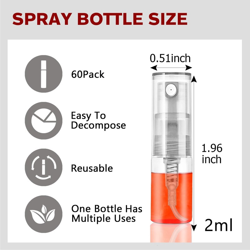 Csdtylh Mini Spray Bottle 2ml, Refillable Glass Spray Bottle, Glass