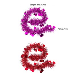 XNHIU Valentine's Day Tinsel Love Heart Tinsel Garland Valentines Day Decoration Garland Hanging Decorations for Wedding Party Supplies (8)