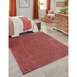 Unique Loom Jill Zarin Shaggy Chic Collection Area Rug - Shaggy (7' 10" Square, Pomegranate Red)